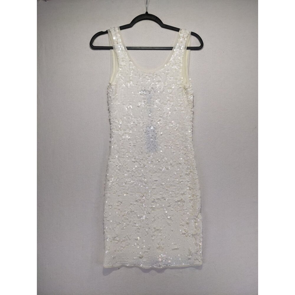 BCBGMaxAzria Sequin Bodycon Dress Women's Size XS  White Nina Party Formal